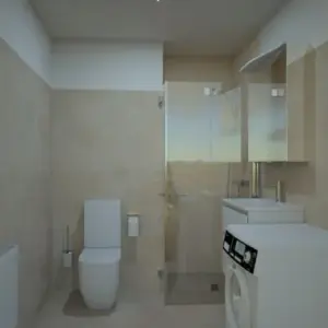 Beispiel einer 3D-Badplanung aus dem Paket BadPlan mit Walk-in-Dusche.